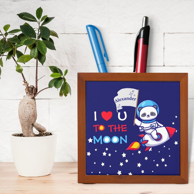 Cute Panda Bear Astronaut On Rocket Ship Kids  Desk Organizer (Creator Uploaded)