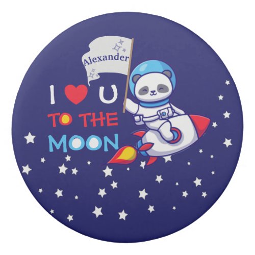 Cute Panda Bear Astronaut On Rocket Ship Kids  Eraser