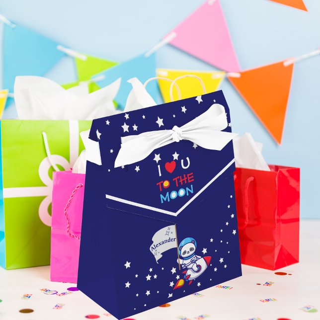 Cute Panda Bear Astronaut On Rocket Ship Kids  Favor Boxes (Creator Uploaded)