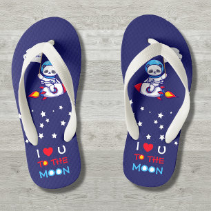 Cute Panda Bear Astronaut On Rocket Ship Kids Kid's Flip Flops