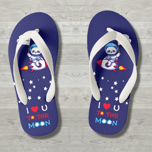 Cute Panda Bear Astronaut On Rocket Ship Kids  Kids Flip Flops