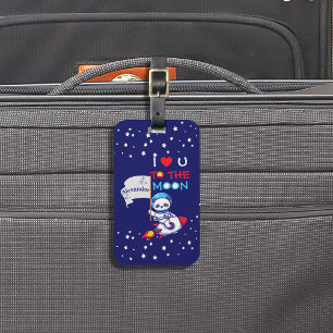 Cute Panda Bear Astronaut On Rocket Ship Kids  Luggage Tag