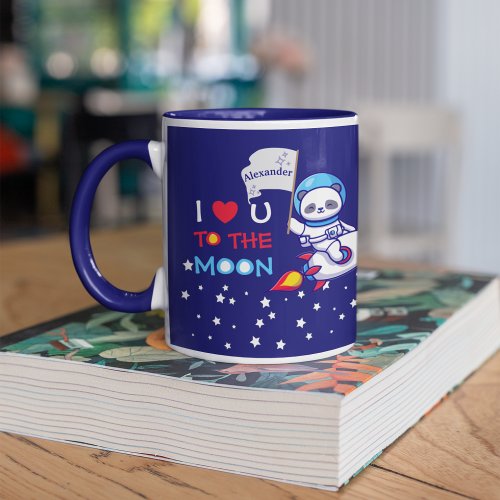 Cute Panda Bear Astronaut On Rocket Ship Kids  Mug