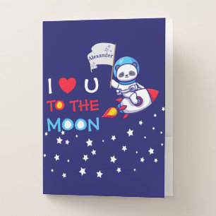 Cute Panda Bear Astronaut On Rocket Ship Kids  Pocket Folder