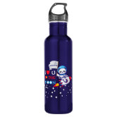 Boys Cute Blue Space Alien Monster Kids School Water Bottle