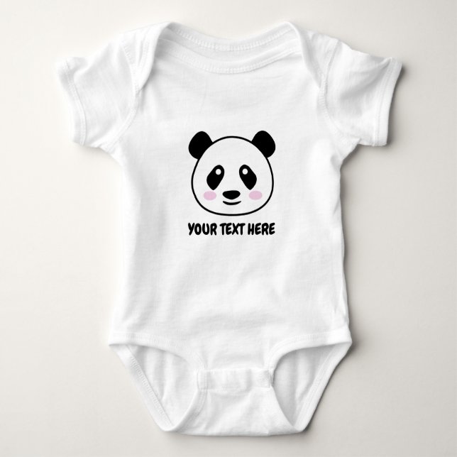 Cute panda bear baby bodysuit for boy or girl (Front)