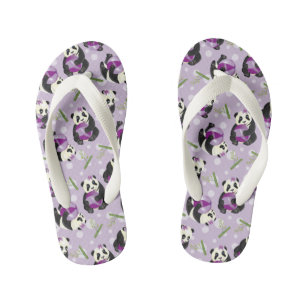 Cute Panda Bear Baby Girl Playing Ball Kid's Flip Flops