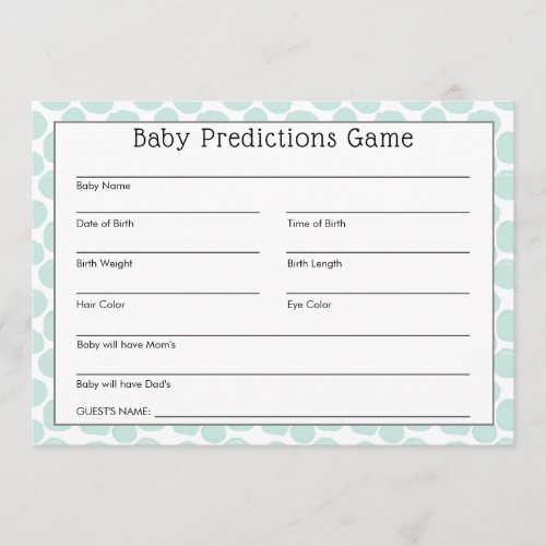Cute Panda Bear Baby Predictions Game Invitation