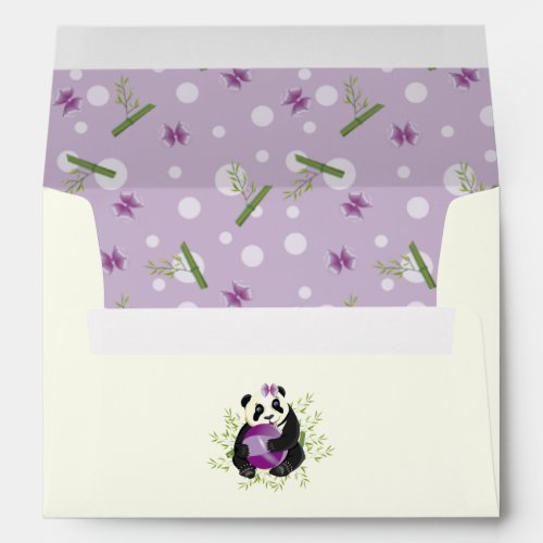 Cute Panda Bear Baby Shower Birthday Soft Purple Envelope