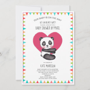 Cute Panda Bear Baby Shower By Mail Invitation