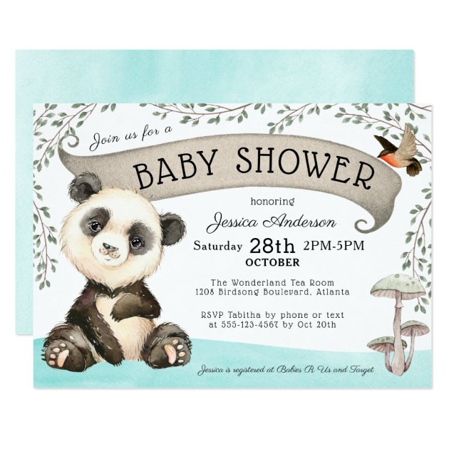 panda bear baby shower invitations