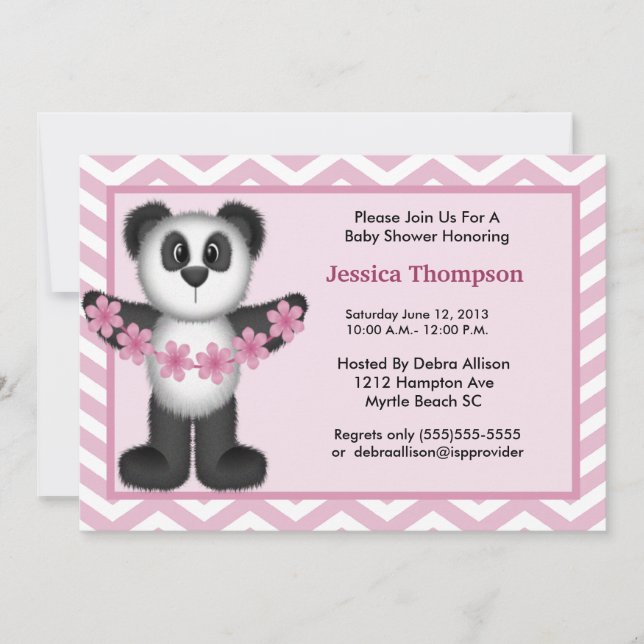 Cute Panda Bear  Baby Shower Invitation (Front)