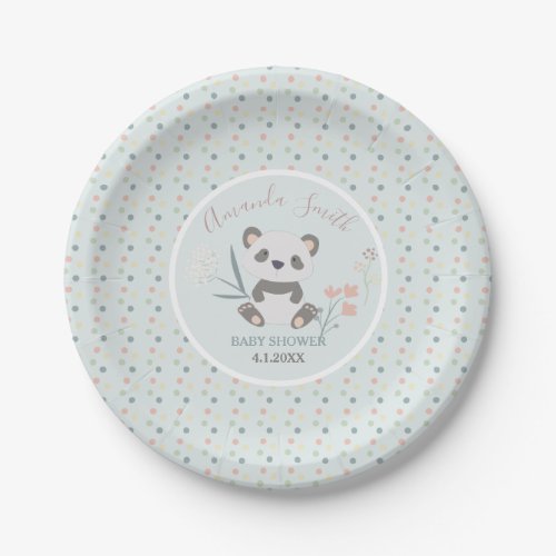 Cute Panda Bear Baby Shower Paper Plates