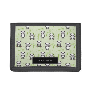 Cute Panda Bear Bamboo Kawaii Animals Kids Tri-fold Wallet