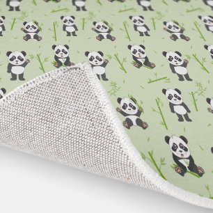 Cute Panda Bear Bamboo Kawaii Animals Nursery Rug
