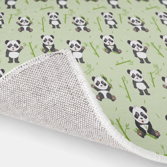 Cute Panda Bear Bamboo Kawaii Animals Nursery Rug (Indoor)
