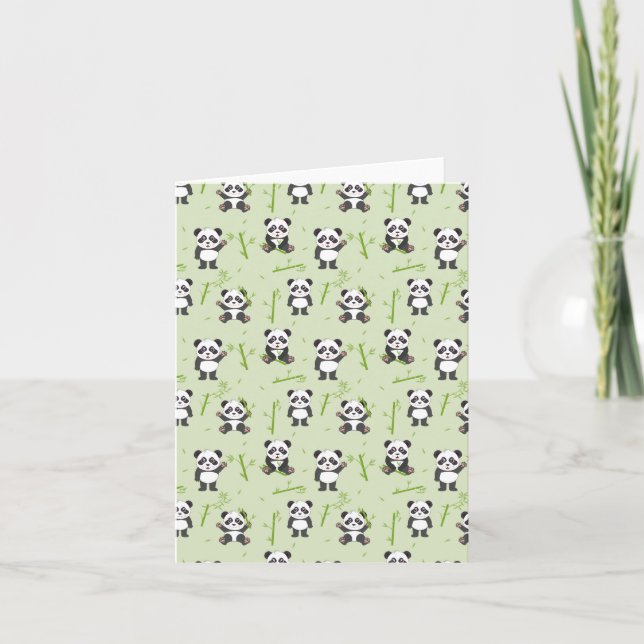 Cute Panda Bear Bamboo Kawaii Animals Pattern Card (Front)