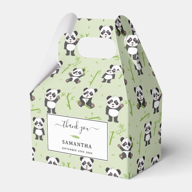 Cute Panda Bear Bamboo Kawaii Animals Pattern Favor Boxes (Front Side)