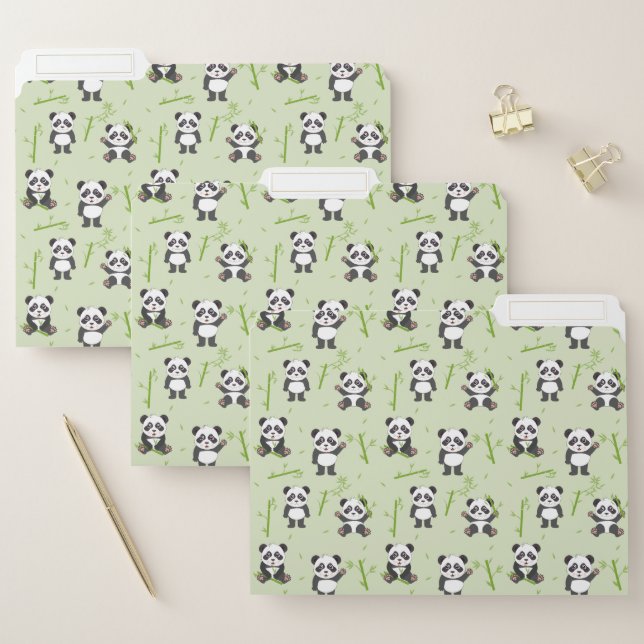 Cute Panda Bear Bamboo Kawaii Animals Pattern File Folder (Set)