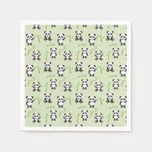 Cute Panda Bear Bamboo Kawaii Animals Pattern Napkins