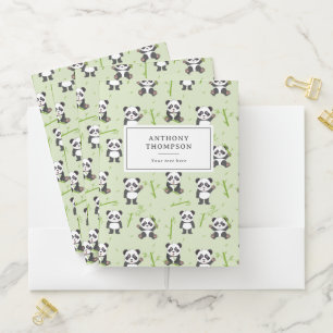 Cute Panda Bear Bamboo Kawaii Animals Pattern Pocket Folder
