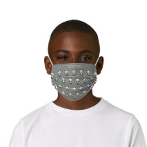 Cute Panda Bear Bamboo Pattern Gray Custom Name Kids' Cloth Face Mask