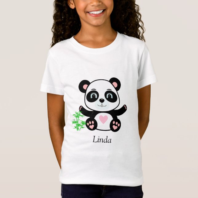 Cute Panda Bear & Bamboo T-Shirt (Front)