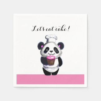Cute Panda Bear Birthday Paper Napkin