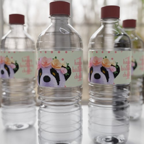 Cute Panda Bear Birthday Party Water Bottle Label 