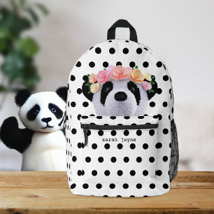 Cute Panda Bear Black and White Polka Dot Backpack