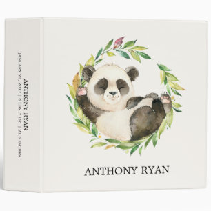 Cute Panda Bear Boys Baby Photo Album 3 Ring Binder