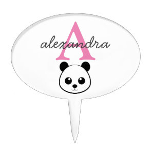 Cute Panda Bear Cake Topper – Custom Monogram