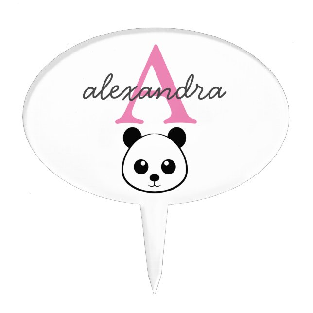 Cute Panda Bear Cake Topper – Custom Monogram  (Front)