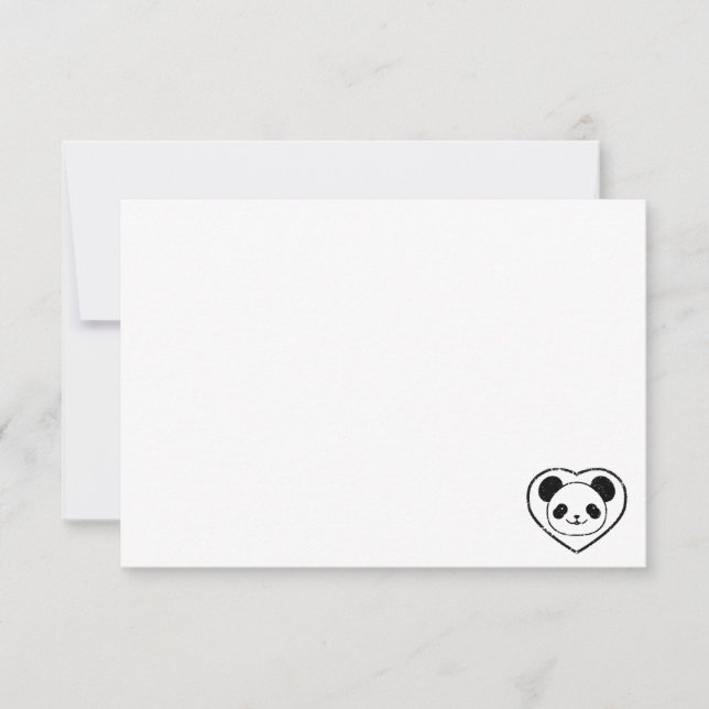 Cute Panda Bear Cartoon Blank Custom Note Card (Front)