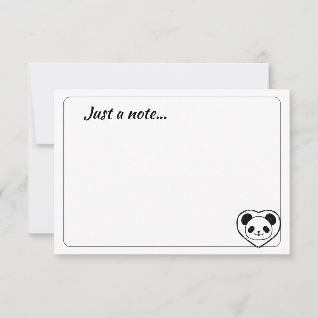 Cute Panda Bear Cartoon Custom Just a Note Card (Front)
