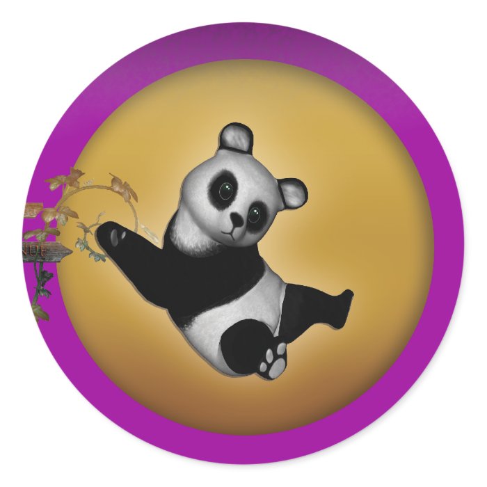 Cute panda bear cartoon kids round stickers