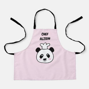 Cute panda bear chef cartoon custom kid's apron