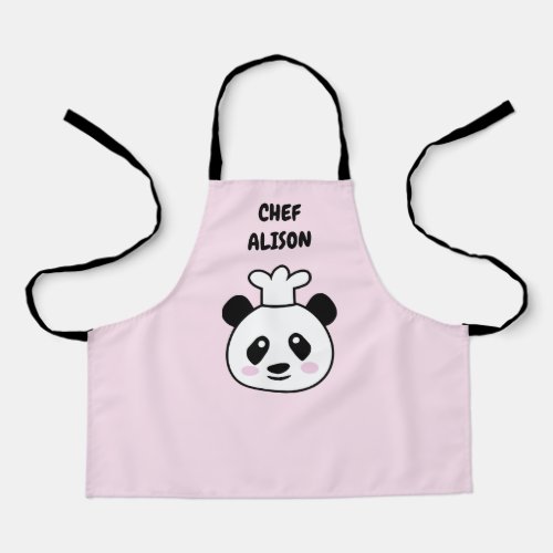 Cute panda bear chef cartoon custom kids apron