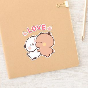 Cute Panda bear couple, bubu and dudu hugs love Sticker