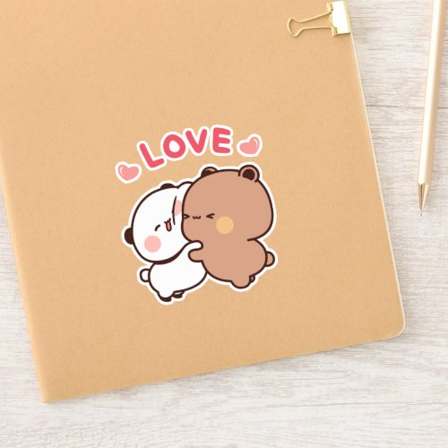 Cute Panda bear couple bubu and dudu hugs love Sticker