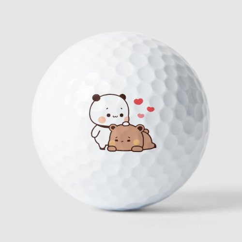 Cute Panda bear couple hugging bubu and dudu love Golf Balls