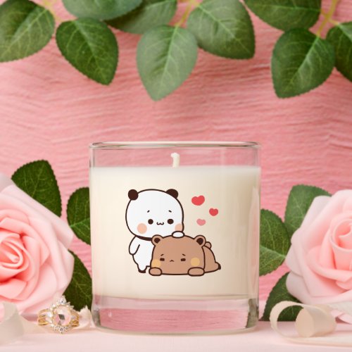 Cute Panda bear couple hugging bubu and dudu love Scented Candle