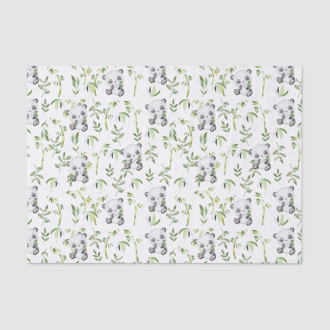Cute Panda Bear Cub Bamboo Greenery Decoupage Tissue Paper (Front)