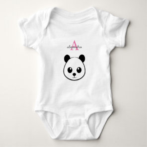 Cute Panda Bear Custom Monogram Baby Bodysuit