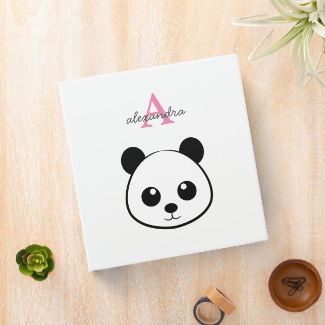 Cute Panda Bear Custom Monogram Binder – Personal (In Situ)