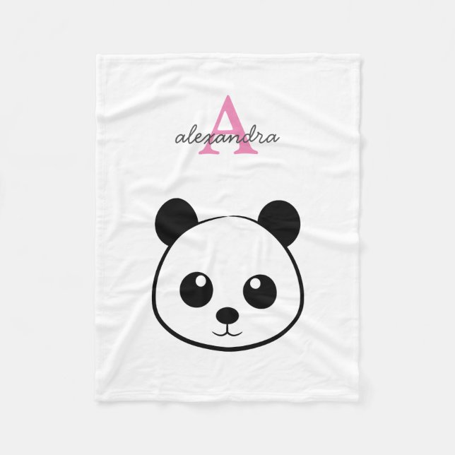 Cute panda bear custom Monogram  Fleece Blanket (Front)