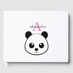 Cute panda bear custom Monogram  Guest Book