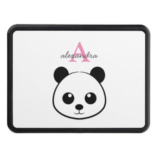 Cute Panda Bear Custom Monogram Hitch Cover 