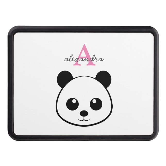 Cute Panda Bear Custom Monogram Hitch Cover  (Front)