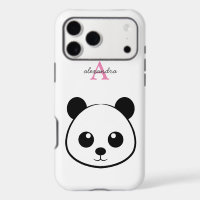 Cute Panda Bear Custom Monogram iPhone Case 